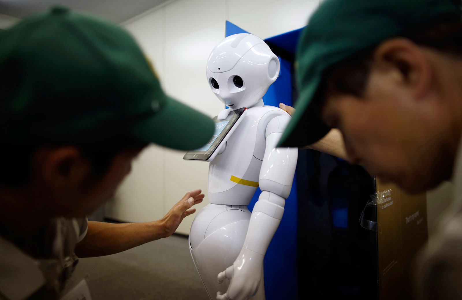 A box containing SoftBank's humanoid robot Pepper