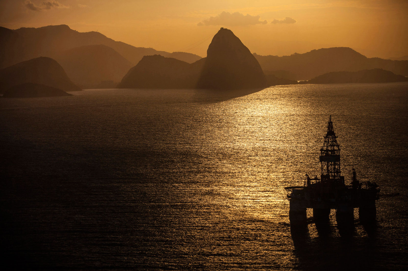 An oil platform floats near the coast of Rio de Janeiro on Wednesday, May 20, 2015.