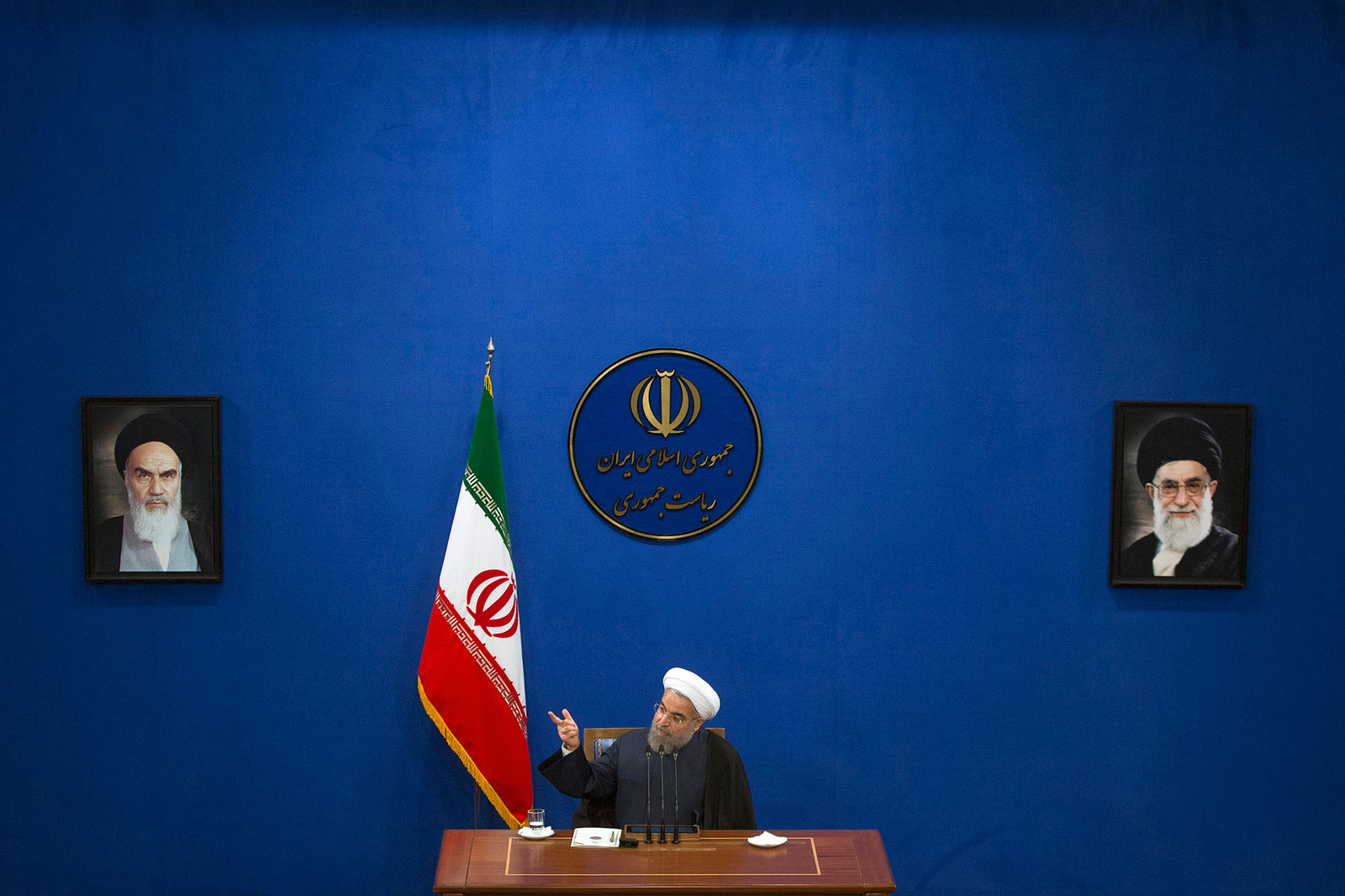 Hassan Rouhani, Iran's president, speaks during a press conference at the presidential offices in Tehran