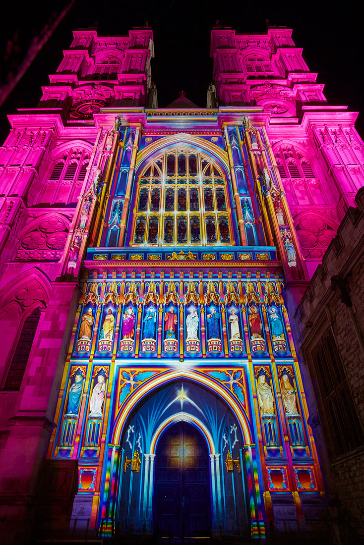 For 2016's Lumiere London, Marriage asked Patrice Warrener to show Westminster Abbey in a different light.