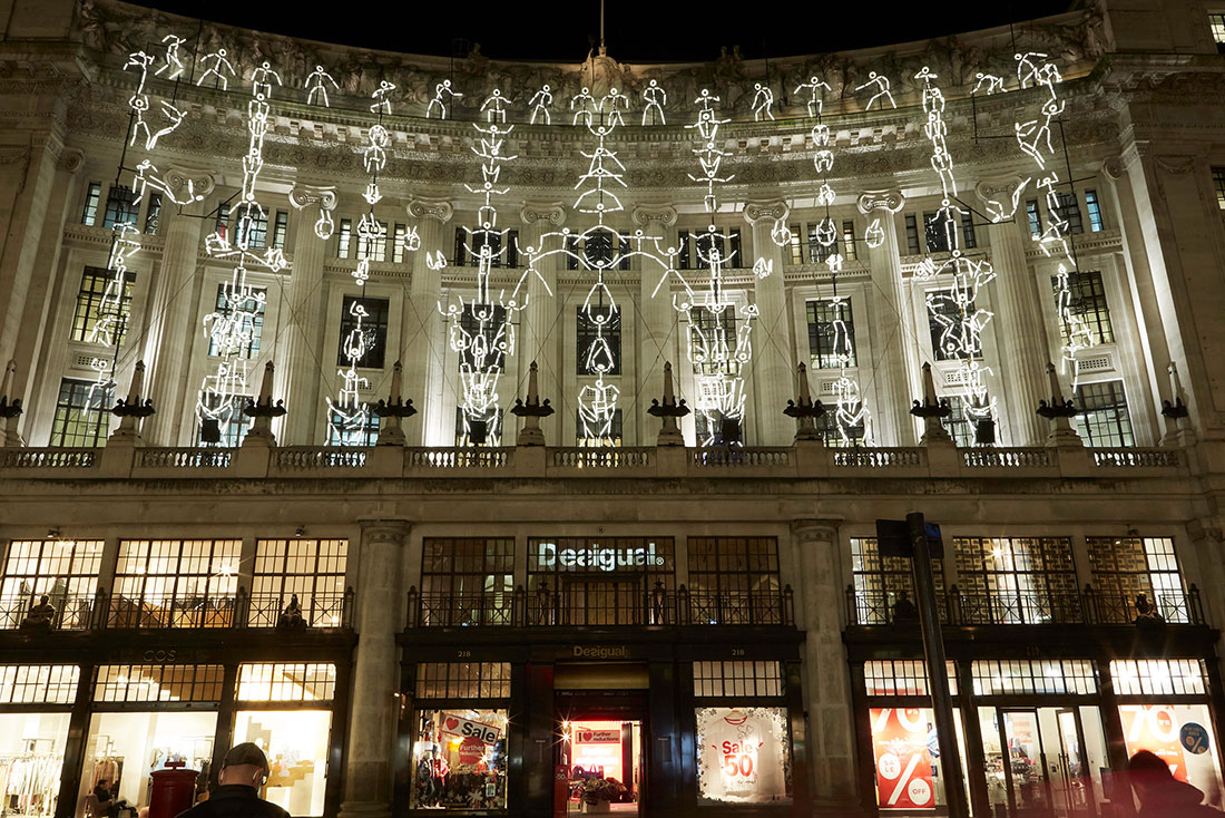 Dancing stick men on Regent Street.