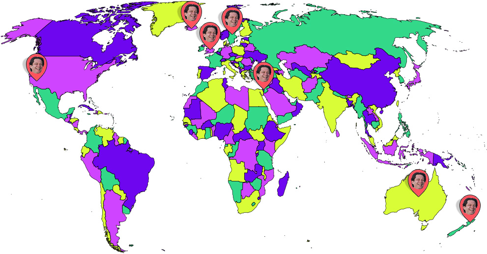 a map of where Ashlee has been so far