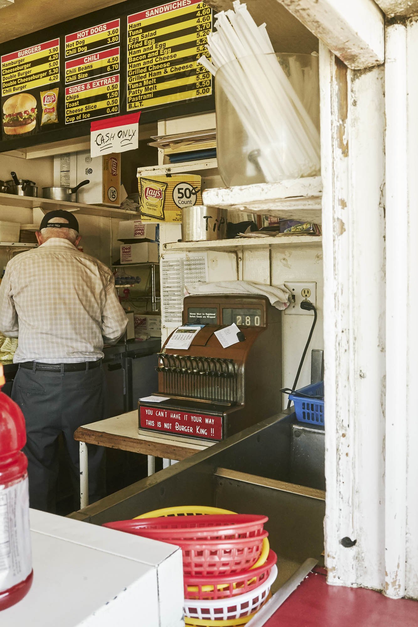 Owner Bill Elwell has worked the burger stand since the mid-1960s.