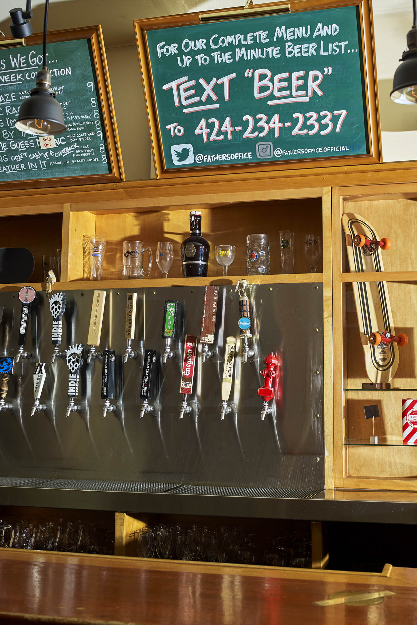 In addition to its iconic burger, Father’s Office offers 36 rotating craft beers on tap.