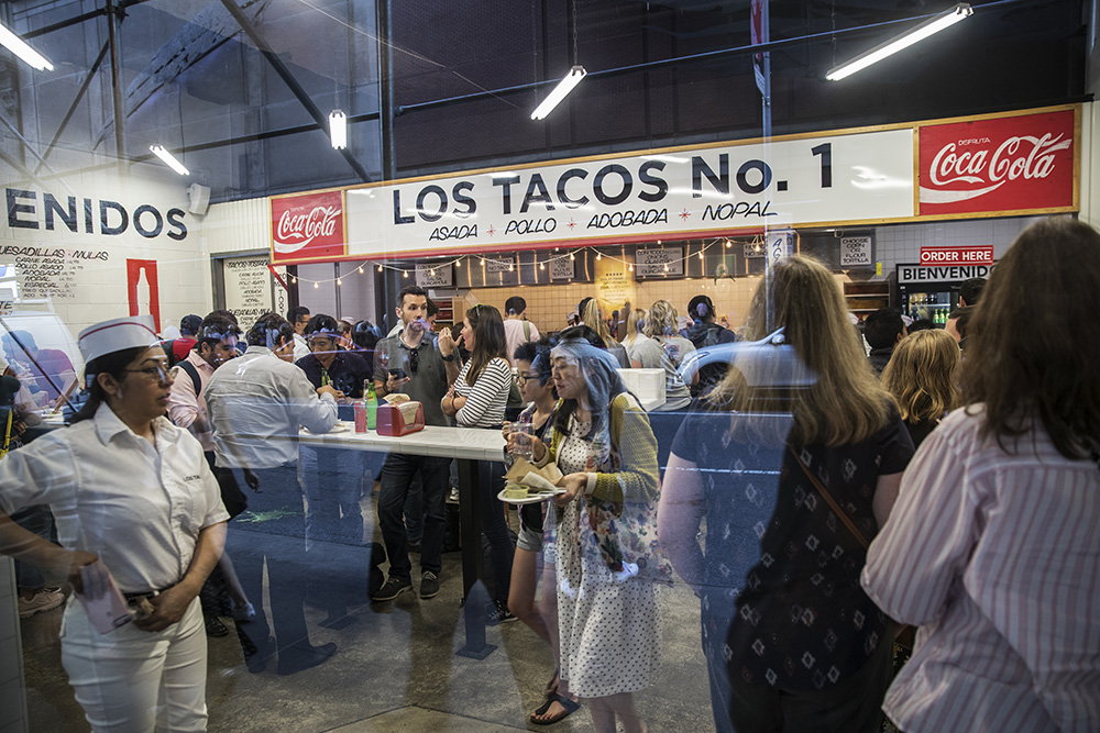 Customers eat at Los Tacos No. 1 in the Kushner-owned building at 229 W. 43rd Street, in Times Square on June 12, 2019.