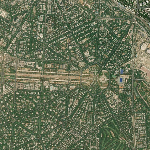 Satellite view of the India Gate area