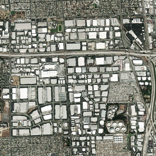 Satellite view of the Rancho Dominguez industry area