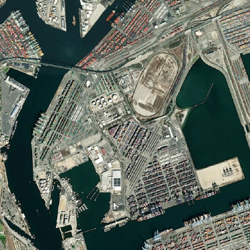 Satellite view of the Port of Los Angeles