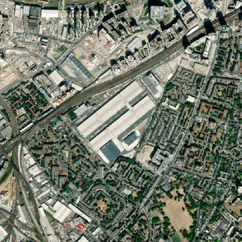 Satellite view of the New Covent Garden Market, London