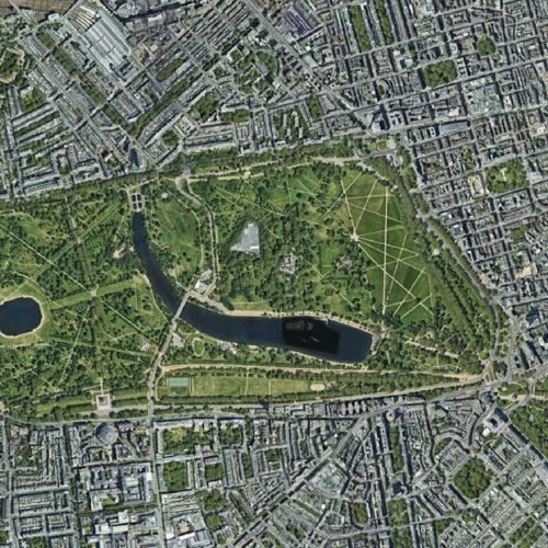 Satellite view of Hyde Park, London