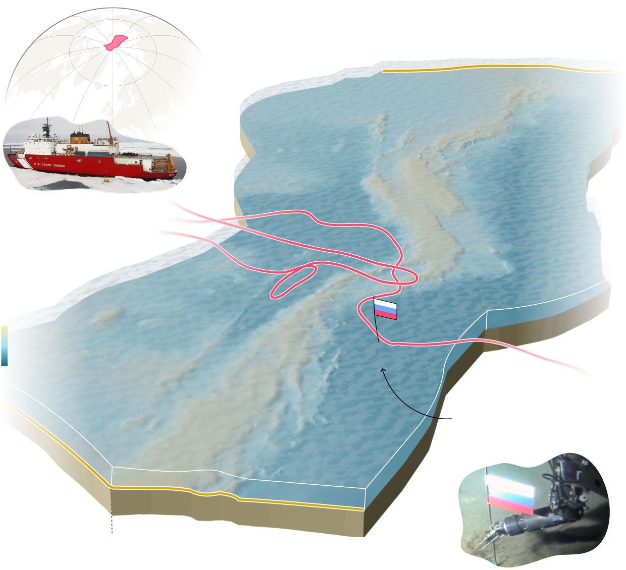 A 3D map of the Lomonosov Ridge describes a vast underwater mountain range that stretches from Canada and Greenland toward Siberia.