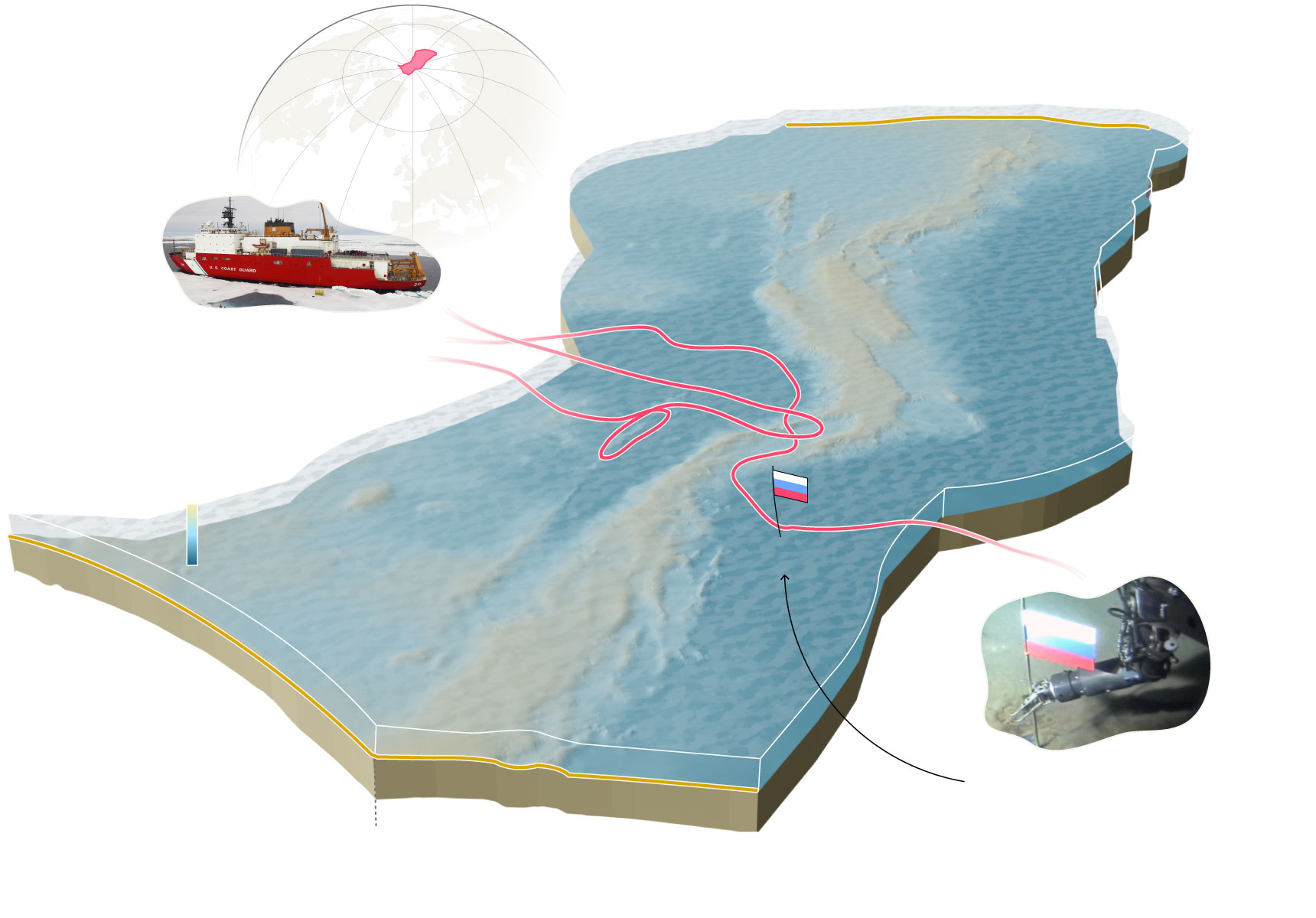 A 3D map of the Lomonosov Ridge describes a vast underwater mountain range that stretches from Canada and Greenland toward Siberia.