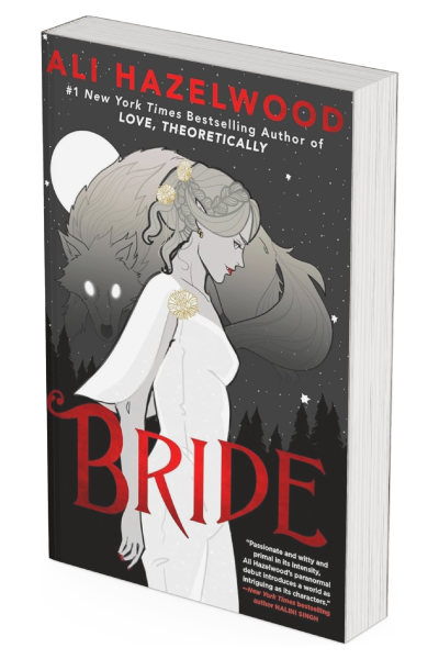Stylized book cover of Bride by Ali Hazelwood