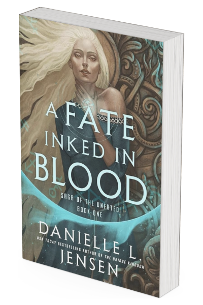 Stylized book cover of A Fate Inked in Blood by Danielle L. Jensen