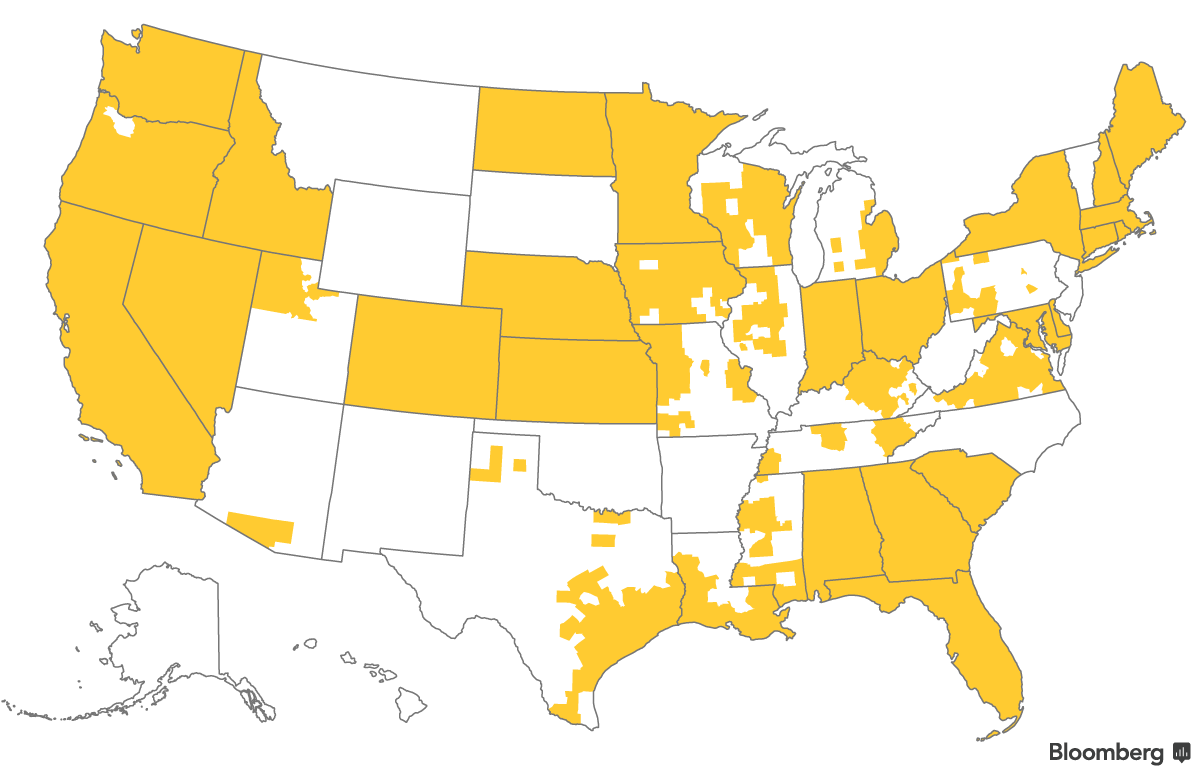 National map showing states with open enrollment deadlines after Dec. 15